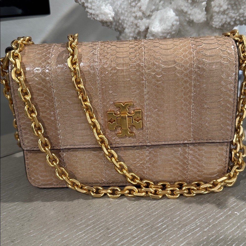 Tory Burch Tan Crossbody Bag with Gold Chain